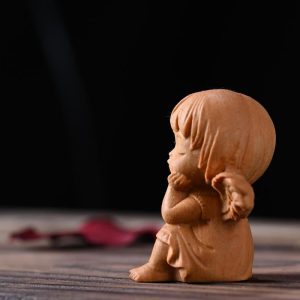Hand-Carved Wooden Angel Figurine - Image 3