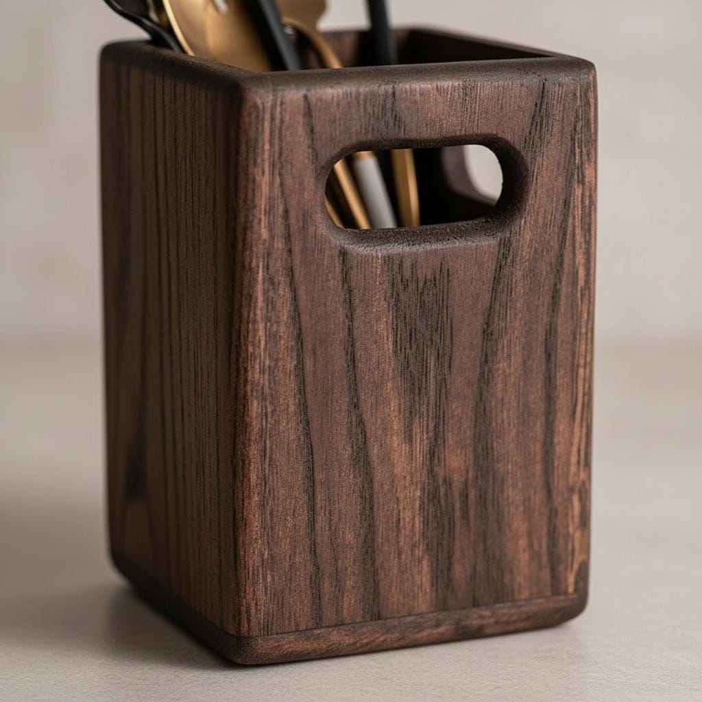 Walnut Wooden Spoon Holder – Kitchen Organizer - Image 4
